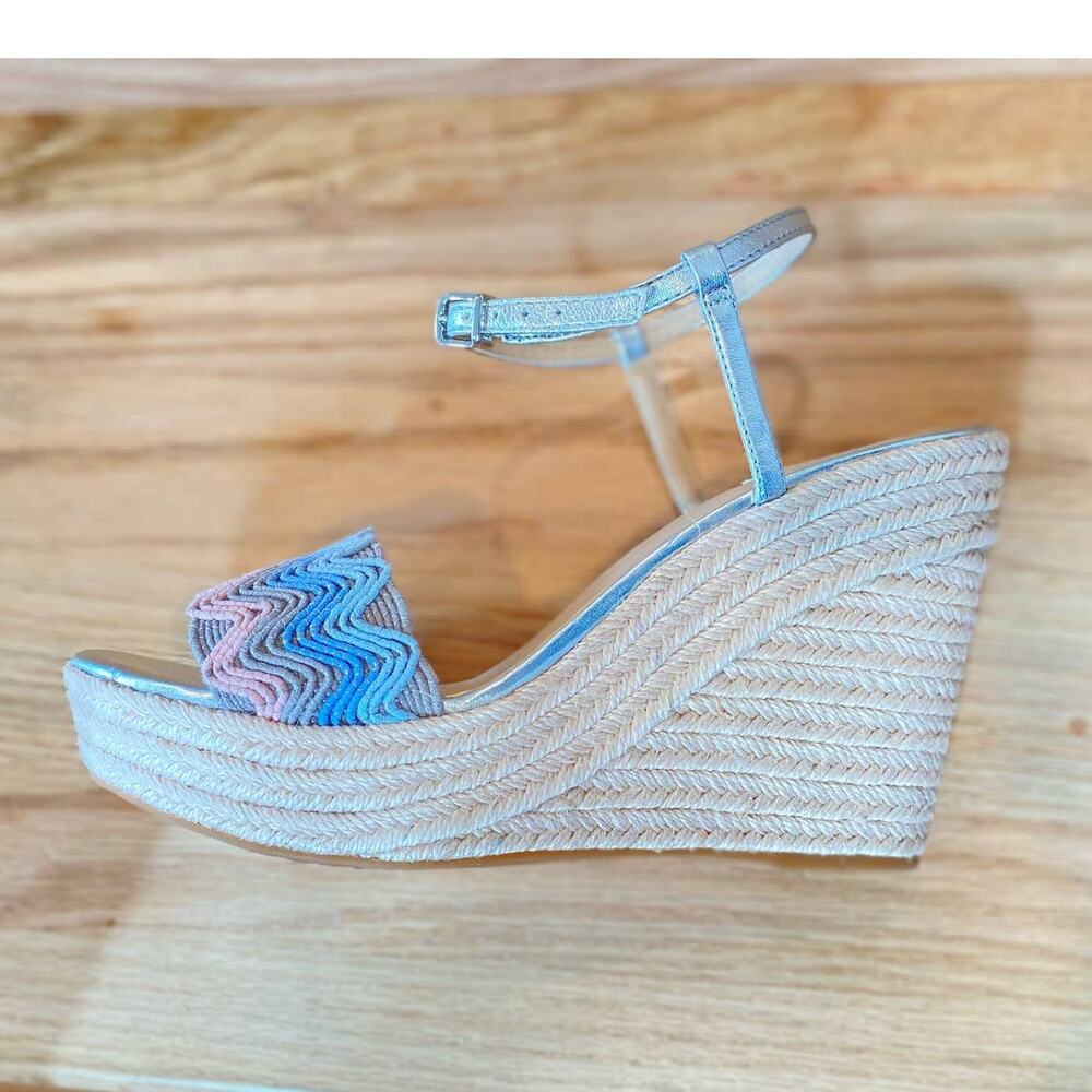 Copper Key Waterlily Ankle Strap Metallic Mermaid Espadrille Platform Wedges 10